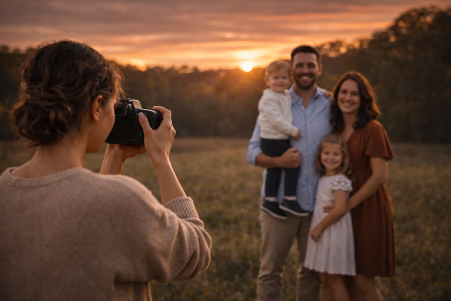 Warm golden hour family portrait photography, representing the kind of work a photography website audit helps get seen and booked